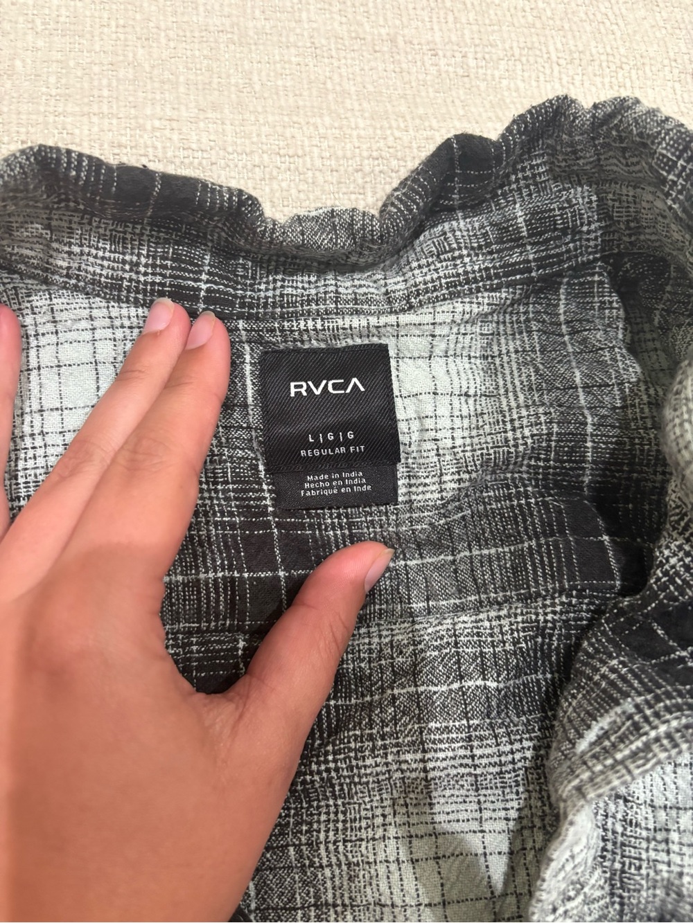 RVCA Black and White Plaid Shirt - Picture 2 of 5